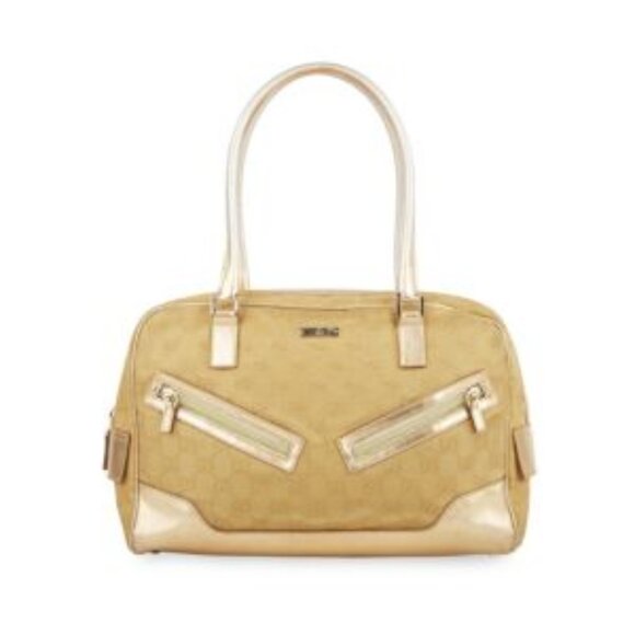 Gucci Handbags - SALE! Vintage Gucci Princy GG Logo Gold Bowler Boston Bag Satchel Canvas Leather
